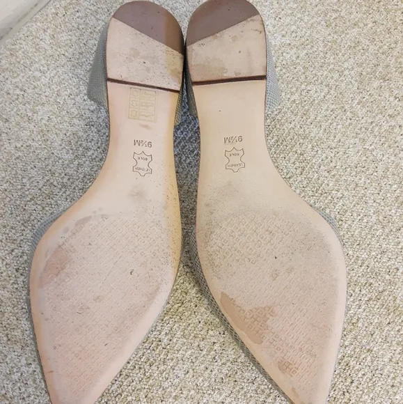 Tory Burch Gray Embossed Leather Flat Shoes