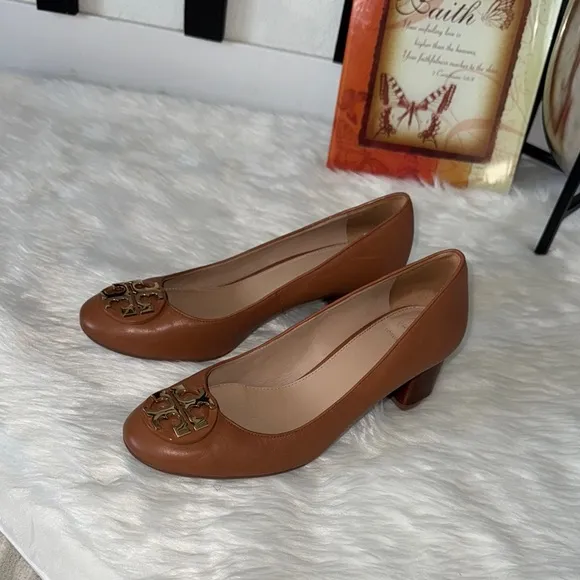 Tory Burch Janey 50mm Royal Tan Leather Pump