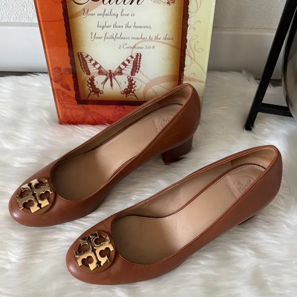 Tory Burch Janey 50mm Royal Tan Leather Pump