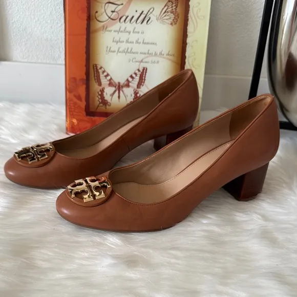 Tory Burch Janey 50mm Royal Tan Leather Pump