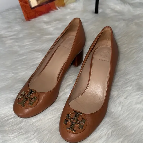 Tory Burch Janey 50mm Royal Tan Leather Pump