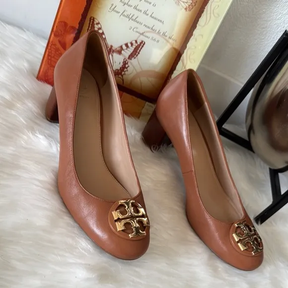 Tory Burch Janey 50mm Royal Tan Leather Pump