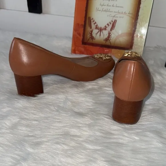 Tory Burch Janey 50mm Royal Tan Leather Pump