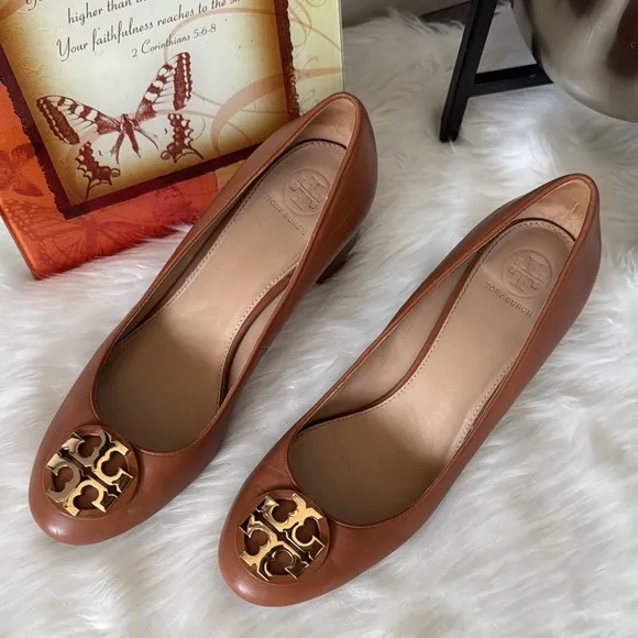 Tory Burch Janey 50mm Royal Tan Leather Pump