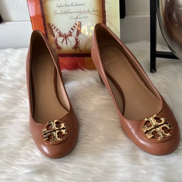 Tory Burch Janey 50mm Royal Tan Leather Pump