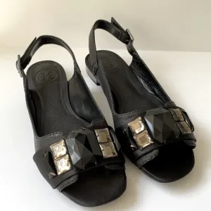 Tory Burch Jillian-Landed Capra Slingback Sandal