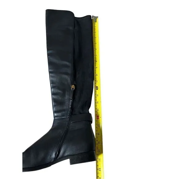 Tory Burch MARSDEN Stretch Riding Boots Flat Equestrian Boots 8.5 Over Knee Blac
