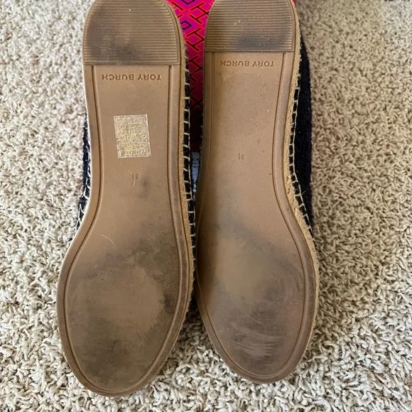 Tory Burch Pearl Logo Flat Espadrille Navy  Black Perfect Black size 8.5