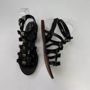 Tory Burch Sandal Women 6.5 M Leather Gladiator Bow Flat Ankle Strap Party Core