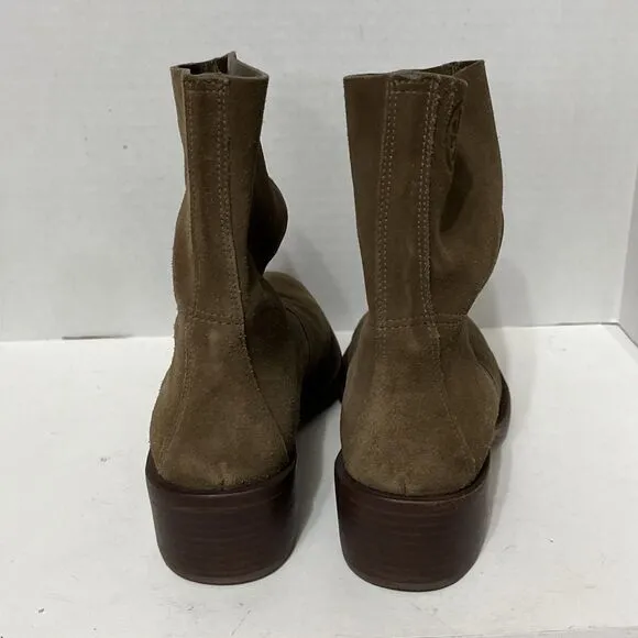 Tory Burch Sienna River Rock Embossed Logo Suede Leather Ankle Boots 7.5M