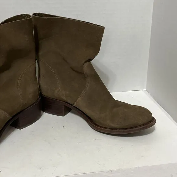 Tory Burch Sienna River Rock Embossed Logo Suede Leather Ankle Boots 7.5M