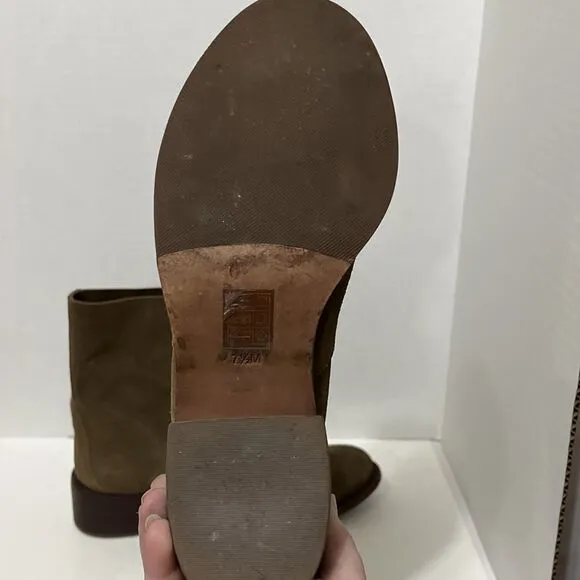 Tory Burch Sienna River Rock Embossed Logo Suede Leather Ankle Boots 7.5M