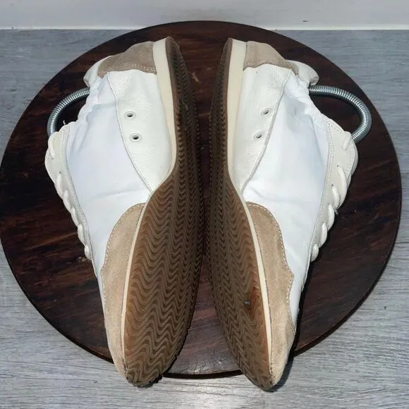 Tory Burch Women 9.5M Sneaker Nylon Calf Leather White Ivory Cerbiatto 100 Shoes