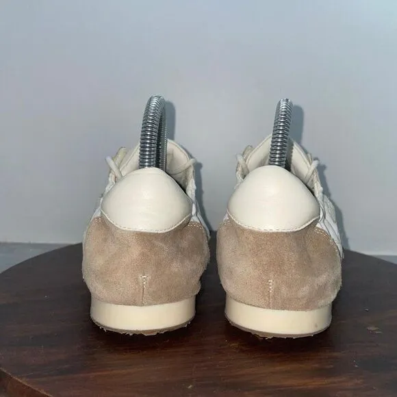 Tory Burch Women 9.5M Sneaker Nylon Calf Leather White Ivory Cerbiatto 100 Shoes