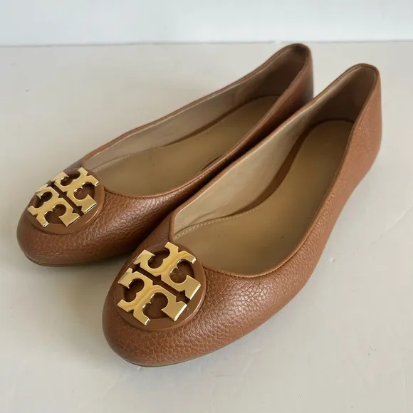 Tory Burch women’s Claire Ballet Flat shoes Tumbled Leather size 7M