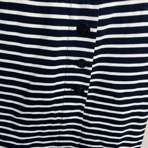 Tory Burch Women's Short Sleeve Navy Striped Knit Dress Nautical Preppy Size XL