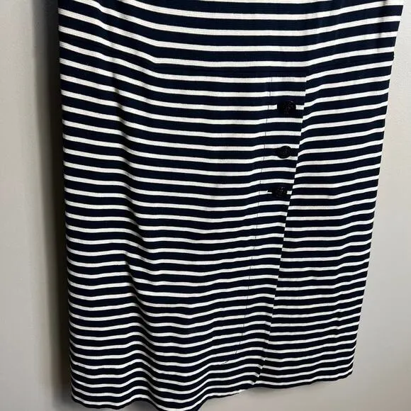 Tory Burch Women's Short Sleeve Navy Striped Knit Dress Nautical Preppy Size XL