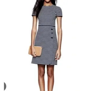Tory Burch Women's Short Sleeve Navy Striped Knit Dress Nautical Preppy Size XL