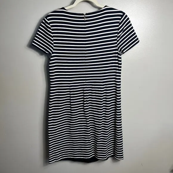 Tory Burch Women's Short Sleeve Navy Striped Knit Dress Nautical Preppy Size XL