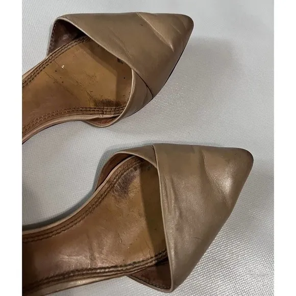 Tory Burch Womens Size 8M Viv Nude Leather D'orsay Pointed Flat Shoes