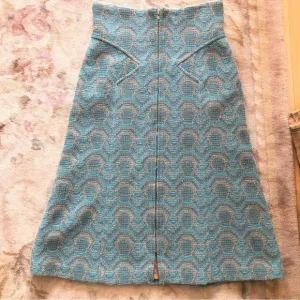 TRACY Reese teal taupe peach tweed midi skirt 4