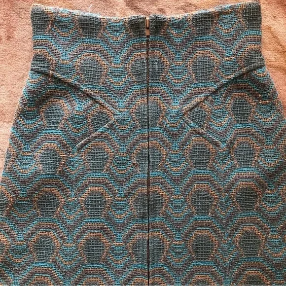 TRACY Reese teal taupe peach tweed midi skirt 4