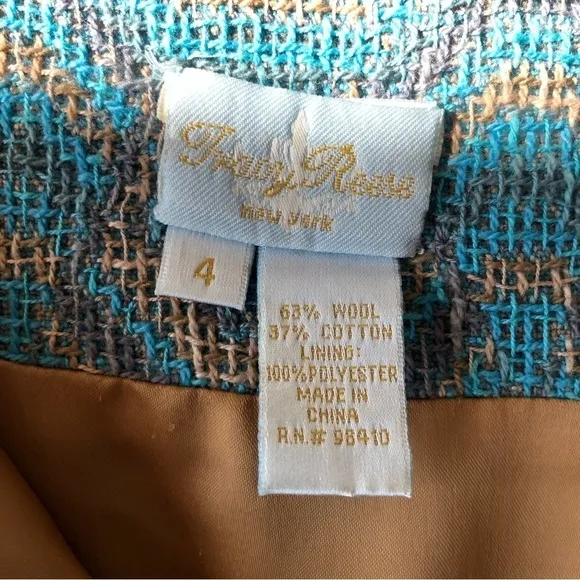 TRACY Reese teal taupe peach tweed midi skirt 4