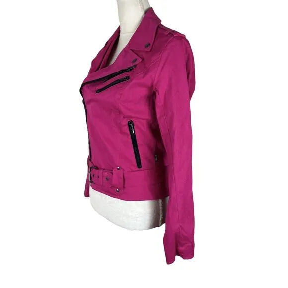 Tripp NYC Goth Punk Barbie Pink Moto Jacket Emo Grunge Zippers Size Small
