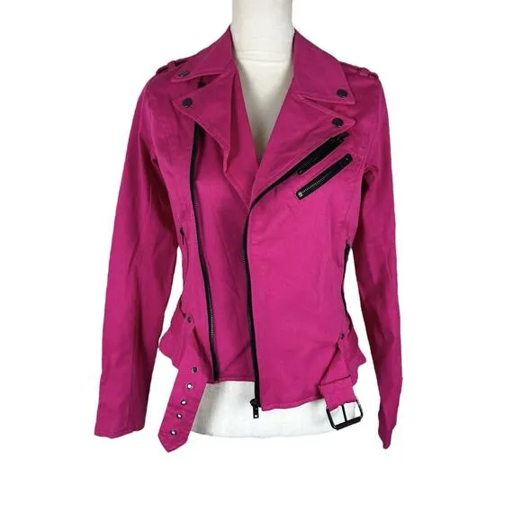 Tripp NYC Goth Punk Barbie Pink Moto Jacket Emo Grunge Zippers Size Small