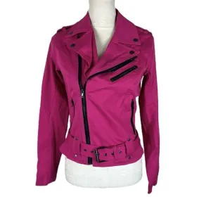Tripp NYC Goth Punk Barbie Pink Moto Jacket Emo Grunge Zippers Size Small