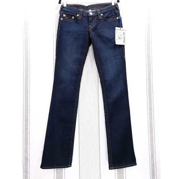 TRUE RELIGION NWT Womens 27 Jeans Straight Leg Low Rise W2G502Y9M