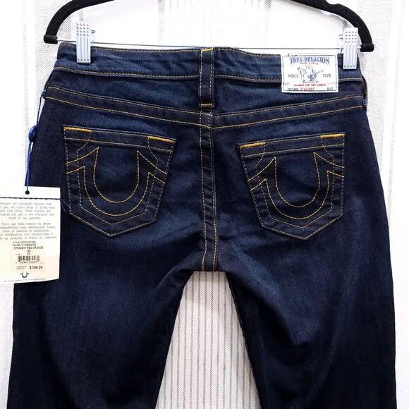 TRUE RELIGION NWT Womens 27 Jeans Straight Leg Low Rise W2G502Y9M