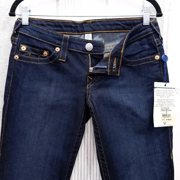 TRUE RELIGION NWT Womens 27 Jeans Straight Leg Low Rise W2G502Y9M