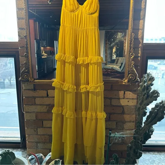 Tularosa Yellow Tiered Maxi Dress