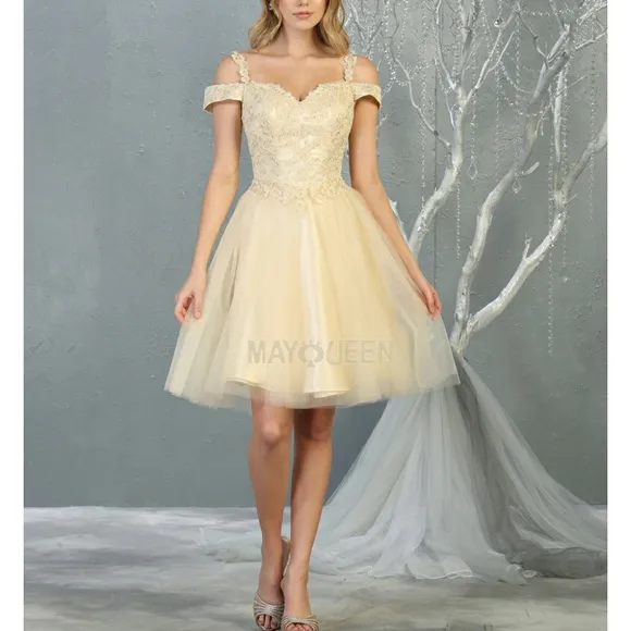 Tulle lace short  formal bridesmaid prom homecoming dress