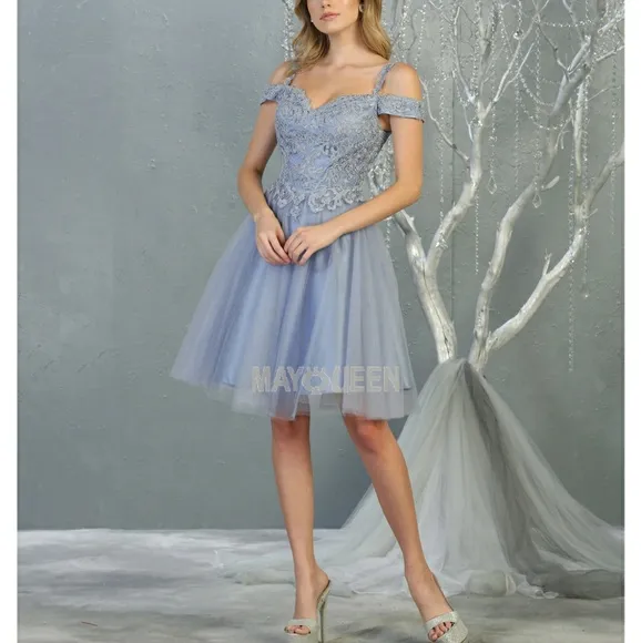 Tulle lace short  formal bridesmaid prom homecoming dress