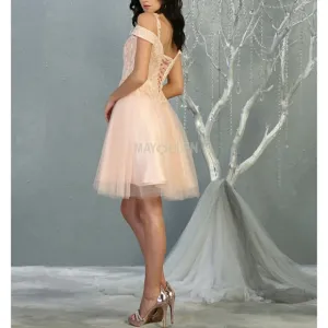Tulle lace short  formal bridesmaid prom homecoming dress