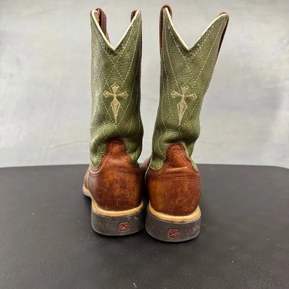 Twisted X Boots Youth 3 M Cowboy Work Wide Square Toe MLCW002 Green Leather