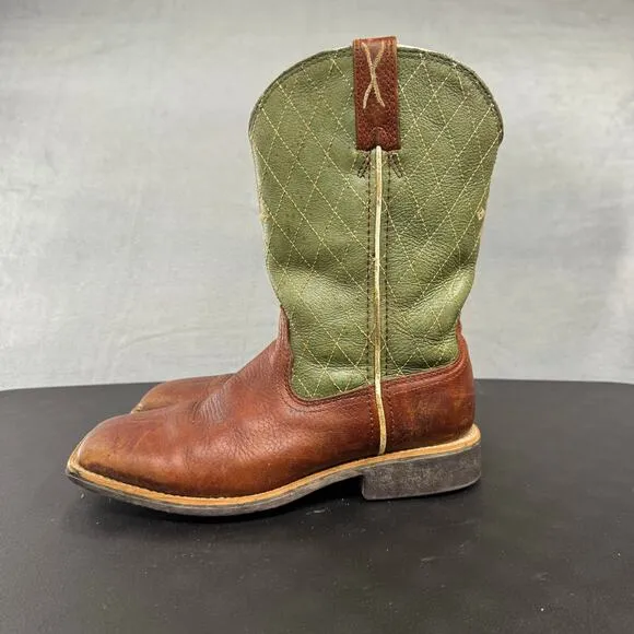 Twisted X Boots Youth 3 M Cowboy Work Wide Square Toe MLCW002 Green Leather