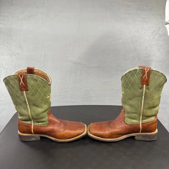 Twisted X Boots Youth 3 M Cowboy Work Wide Square Toe MLCW002 Green Leather