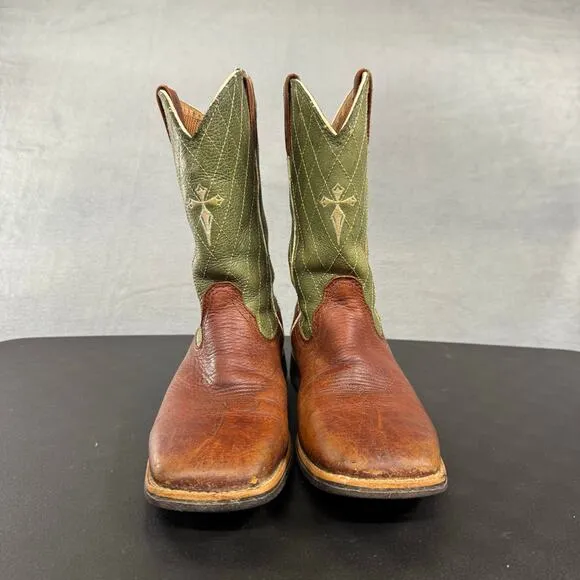 Twisted X Boots Youth 3 M Cowboy Work Wide Square Toe MLCW002 Green Leather