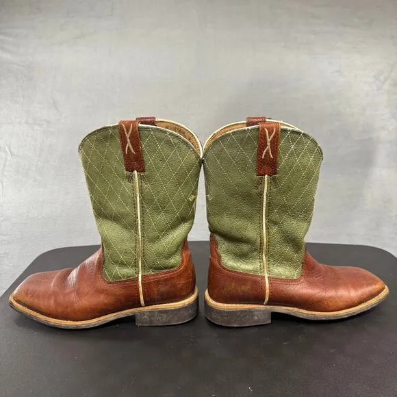 Twisted X Boots Youth 3 M Cowboy Work Wide Square Toe MLCW002 Green Leather
