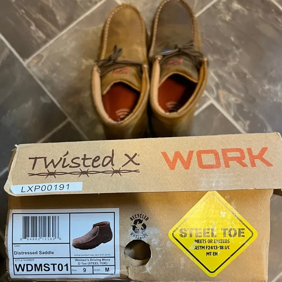 Twisted X Women’s Driving Mocs Steel Toe Work Boots BNWB Size 9