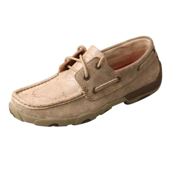 Twisted X women’s snake boat shoes slip on moccasins size 6.5 leather metallic