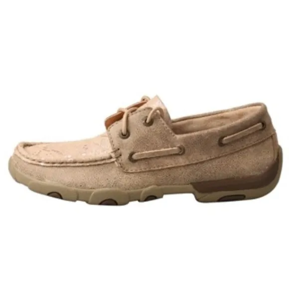 Twisted X women’s snake boat shoes slip on moccasins size 6.5 leather metallic
