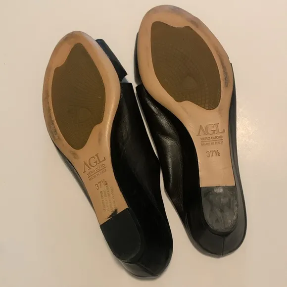 TWO PAIRS Attilio Giusti Leombruni Leather Tan / Black Crisscross Slides, Sz 7.5