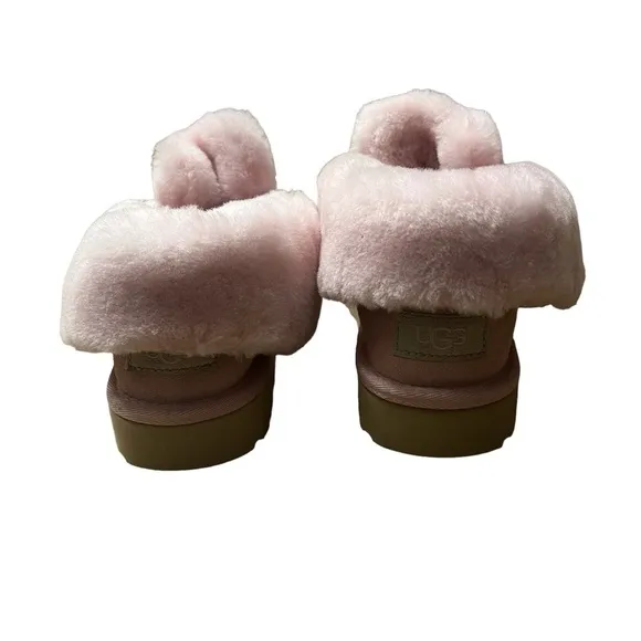 UGG Alana Wool Collar Ankle Sheepskin Boots in Pink Size 6