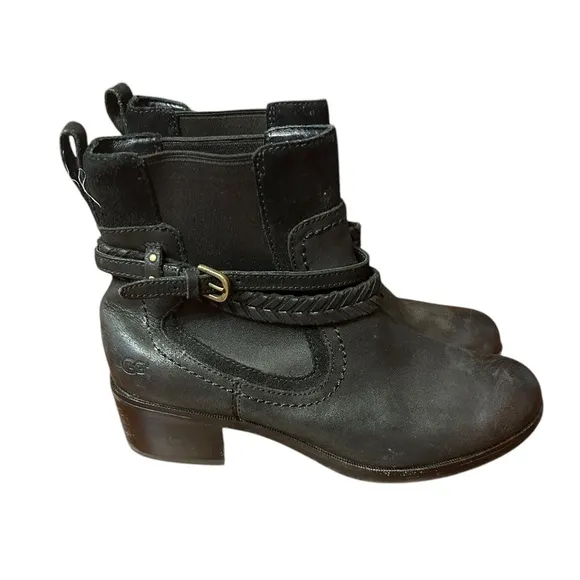 UGG AUSTRALIA KREWE MOTORCYCLE LEATHER ANKLE BOOTS Size 8