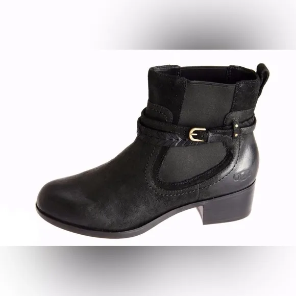UGG AUSTRALIA KREWE MOTORCYCLE LEATHER ANKLE BOOTS Size 8