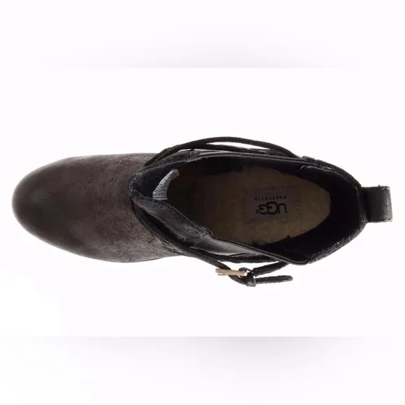 UGG AUSTRALIA KREWE MOTORCYCLE LEATHER ANKLE BOOTS Size 8